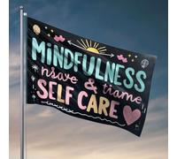 Drapeaux pour chambre à coucher drôle Mindfulness, Time, And Self-Care Matter. Drapeau Man Cave Decor Funny Room Decor (30 x 45 cm)