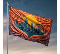 Drapeaux pour chambre à coucher, horizon de Singapour vibrant avec grande roue et drapeau sunburst accessoires et décoration manches à air d'extérieur (30 x 45 cm)