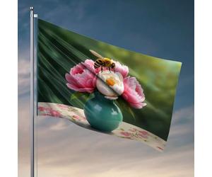 Drapeaux pour chambre à coucher, motif floral amusant avec fleurs roses. Décoration de bar pour la maison, panneau de bienvenue pour porche avant St(120 x 180 cm)