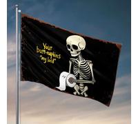 Drapeaux pour chambre à coucher squelette tenant du papier toilette avec légende « Your Butt-Towels 'My Lord ». Drapeau d'hiver pour décoration de maison ou toilettes (60 x 90 cm)
