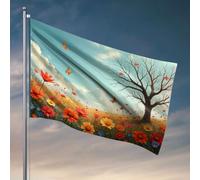 Drapeaux pour chambre à coucher Un champ de fleurs vibrant avec des papillons volant autour. Drapeaux amusants pour chambre, gars, piscine (60 x 90 cm)