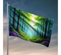 Drapeaux pour chambre à coucher, un chemin de forêt serein baigné de lumière du soleil. Drapeaux amusants pour chambre gars, piscine (30 x 45 cm)
