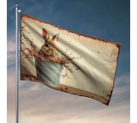 Drapeaux pour chambre à coucher, un lapin mignon dans un seau avec des fleurs d'automne. Drapeau amusant pour chambre gars, piscine (120 x 180 cm)