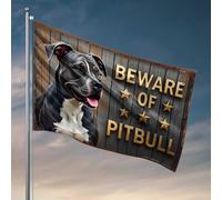 Drapeaux pour chambre d'adolescentes avec inscription « Beware Of The Star » - Drapeau Pitbull - Accessoires de décoration de cour (152 x 244 cm)