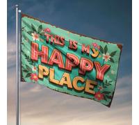 Drapeaux pour chambre d'adolescentes avec inscription « This Is My Happy Place » Drapeau vintage Décoration de chambre d'adolescente (30 x 45 cm)