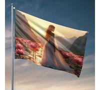 Drapeaux pour chambre d'adolescentes - Beauté sereine au pays du lotus au coucher du soleil - Décoration amusante pour bar - Drapeaux pour chambre de fille (30 x 45 cm)