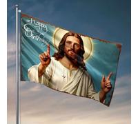 Drapeaux pour chambre d'adolescentes et filles - Drapeau « Happy Birthday Jésus » - Accessoires de bar d'extérieur - Drapeau décoratif pour chambre à coucher (120 x 180 cm)