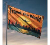 Drapeaux pour chambre d'adolescentes Explorez le monde : un voyage à travers des villes intemporelles Drapeau Accessoires de décoration de cour (30 x 45 cm)