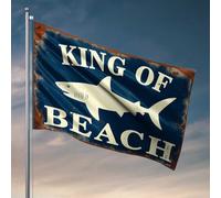 Drapeaux pour chambre d'adolescentes King Of The Beach : Shark Edition Drapeau amusant pour bar Drapeaux pour chambre fille (120 x 180 cm)