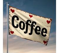 Drapeaux pour chambre d'adolescentes Love For Coffee : A Heartfelt Affair Flag Décoration amusante pour bar Drapeaux pour chambre fille (152 x 244 cm)