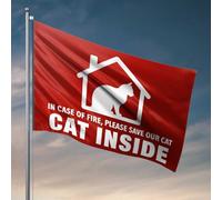 Drapeaux pour chambre d'adolescentes Save Our Cat In Case Of Fire Drapeau décoratif amusant pour bar pour chambre de fille (30 x 45 cm)