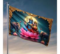 Drapeaux pour chambre d'adolescentes Seigneur Shiva et déesse Parvati sur un lotus. Drapeau extérieur Accessoires de bar Décoration pour chambre (30 x 45 cm)