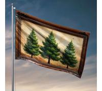 Drapeaux pour chambre d'adolescentes, trois grands sapins dans un cadre rustique. Drapeau extérieur Accessoires de bar Décoration pour chambre (30 x 45 cm)
