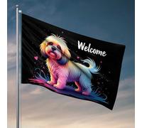 Drapeaux pour chambre d'adolescentes « Welcome To The Colorful World of Dogs » - Décoration amusante pour bar - Pour chambre de fille (120 x 180 cm)