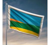 Drapeaux pour chambre d'adolescents garçons paysage abstrait avec ciel bleu et collines vertes. Drapeau homme, grotte, bar, décoration de cour (60 x 90 cm)