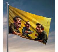 Drapeaux pour chambre d'adolescents garçons trois hommes célèbrent avec des poissons et des boissons. Drapeau homme, grotte, bar, décoration de jardin (152 x 244 cm)