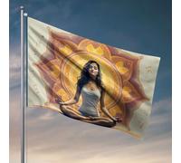 Drapeaux pour chambre de fille « A Woman Meditates In Front Of An Ornament » Mandala lumineux Drapeau Man Cabe Decor Accessoires de chambre à coucher (30 x 45 cm)