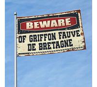 Drapeaux pour chambre de fille avec inscription « Beware of Griffon Fauve de Bretagne » - Décoration hippie (30 x 45 cm)