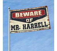Drapeaux pour chambre de fille « Beware of Mr. Harrell » - Drapeaux amusants pour décoration d'intérieur pour votre chambre (60 x 90 cm)