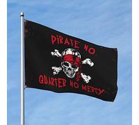 Drapeaux pour chambre de fille, motif pirate No Quarter No Mercy, accessoires de chambre de dortoir, décoration de porche d'automne (120 x 180 cm)