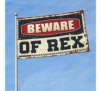 Drapeaux pour chambre de filles « Beware of Rex » - Décoration de chambre à coucher pour homme (152 x 244 cm)