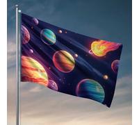 Drapeaux pour chambre de filles - Planètes et comètes colorées dans l'espace - Décoration d'intérieur pour hommes - Signes d'extérieur et décoration (30 x 45 cm)