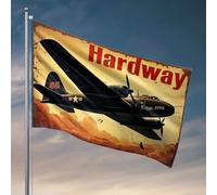 Drapeaux pour chambre de filles - Poster d'avion vintage avec texte « Hardway » - Drapeau occidental - Décoration d'intérieur - Drapeaux drôles (60 x 90 cm)