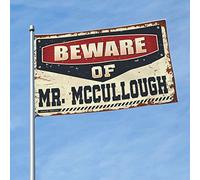 Drapeaux pour chambre de garçon « Beware of Mr. Mccullough » - Drapeaux de dortoir pour filles - Accessoires de piscine (30 x 45 cm)