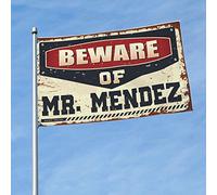 Drapeaux pour chambre de garçon « Beware of Mr. Mendez » - Drapeaux de dortoir pour filles - Accessoires de piscine (30 x 45 cm)