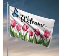 Drapeaux pour chambre de garçon Bienvenue dans notre jardin ! Drapeaux de jardin Décorations d'hiver pour extérieur pour terrasse (120 x 180 cm)