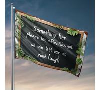 Drapeaux pour chambre de garçon Tableau noir Blague : Something Her Please Let Offeniods Yol. Drapeau extérieur décoration de terrasse ou de lac (60 x 90 cm)