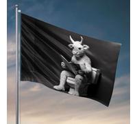 Drapeaux pour chambre de garçon Une vache lit un journal sur les toilettes. Drapeaux de jardin, décorations d'extérieur d'hiver pour terrasse (60 x 90 cm)