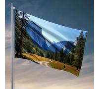 Drapeaux pour chambre de garçons, un chemin sinueux mène à travers une prairie vibrante vers un drapeau imposant, drapeaux amusants pour dortoir universitaire, chambre de fille, porte de chambre (60 x