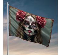 Drapeaux pour chambre Guys Funny Day Of The Dead Beauty : un drapeau floral vibrant Hommage Cool Posters pour gars Man Cabe Decor (120 x 180 cm)