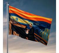 Drapeaux pour chambre humoristique « A Man In A Suit Plays A Grand Piano Against A Swirling, Colorful Background. Drapeau de bienvenue pour porche debout décoration rétro (30 x 45 cm)