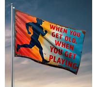 Drapeaux pour chambre Les gars drôles « Stay Active : When You Get Old, Keep Play ! » Drapeau cool affiches pour gars décoration cabe (120 x 180 cm)