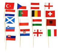 Drapeaux pour cupcakes, dents avec drapeau - Drapeaux nationaux patriotiques de 24 pays,Décoration de drapeaux, cocktails et bâtons de fruits miniatures de 100 pièces de fête de