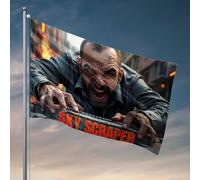 Drapeaux pour décoration de chambre en colère sur le bord du gratte-ciel : « gratte-ciel » Avertissement! Drapeau décorations de jardin extérieur décoration de bar (30 x 45 cm)