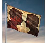 Drapeaux pour décoration de chambre - Silhouettes de deux têtes face à l'autre sur un arrière-plan - Décorations de jardin ou de bar (120 x 180 cm)