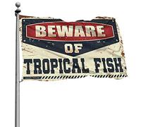 Drapeaux pour décoration de piscine avec inscription « Beware of Tropical Fish » (152 x 244 cm)