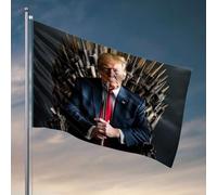 Drapeaux pour dortoir universitaire « A Man In A Suit Sits On A Thrones Made Of Swords », tenant deux épées croisées, Drapeaux de jardin, d'hiver et d'extérieur décoratifs (120 x 180 cm)