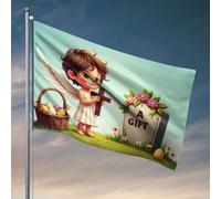 Drapeaux pour dortoir universitaire Ange tenant une croix près d'une tombe décorée. Drapeaux de jardin d'hiver pour l'extérieur (30 x 45 cm)