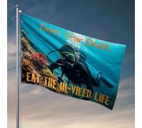 Drapeaux pour dortoir universitaire « Don't Fear Death », « Eat The Ul-Vieed Life » - Ornements d'extérieur cool pour votre chambre (30 x 45 cm)