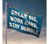 Drapeaux pour dortoir universitaire Dream Big, Work Hard, Stay Humble. Drapeau Man Cave Rules Drapeaux pour adolescents (60 x 90 cm)