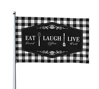 Drapeaux pour dortoir universitaire « Eat Laugh Live » - Drapeaux pour votre chambre - Décoration de cabane (60 x 90 cm)