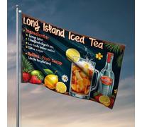Drapeaux pour dortoir universitaire Long Island thé glacé : un drapeau de recette de cocktail rafraîchissant, drapeau étudiant, athlète, adolescent (30 x 45 cm)