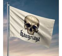 Drapeaux pour dortoir universitaire motif tête de mort avec texte gothique « Hangriaga » Drapeaux de chambre d'université Décoration amusante de dortoir (152 x 244 cm)