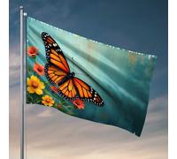 Drapeaux pour dortoir universitaire Nature'S Beauty : drapeau papillon et fleurs rétro décoration de chambre vintage (120 x 180 cm)