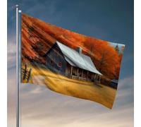 Drapeaux pour dortoir universitaire Une cabane confortable nichée dans un feuillage d'automne. Ornements de cour en plein air trucs cool pour votre chambre (60 x 90 cm)