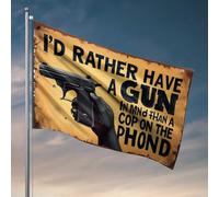 Drapeaux pour dortoirs Prefer Gun In Mind Over Cop On Phone Drapeau College Posters pour gars Décoration de bar (60 x 90 cm)